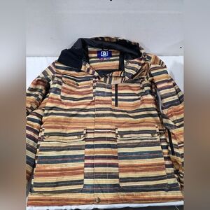 DC Ski/Snowboard Winter Full-Zip 15K Waterproof Jacket Orange Striped Mens Sz M
